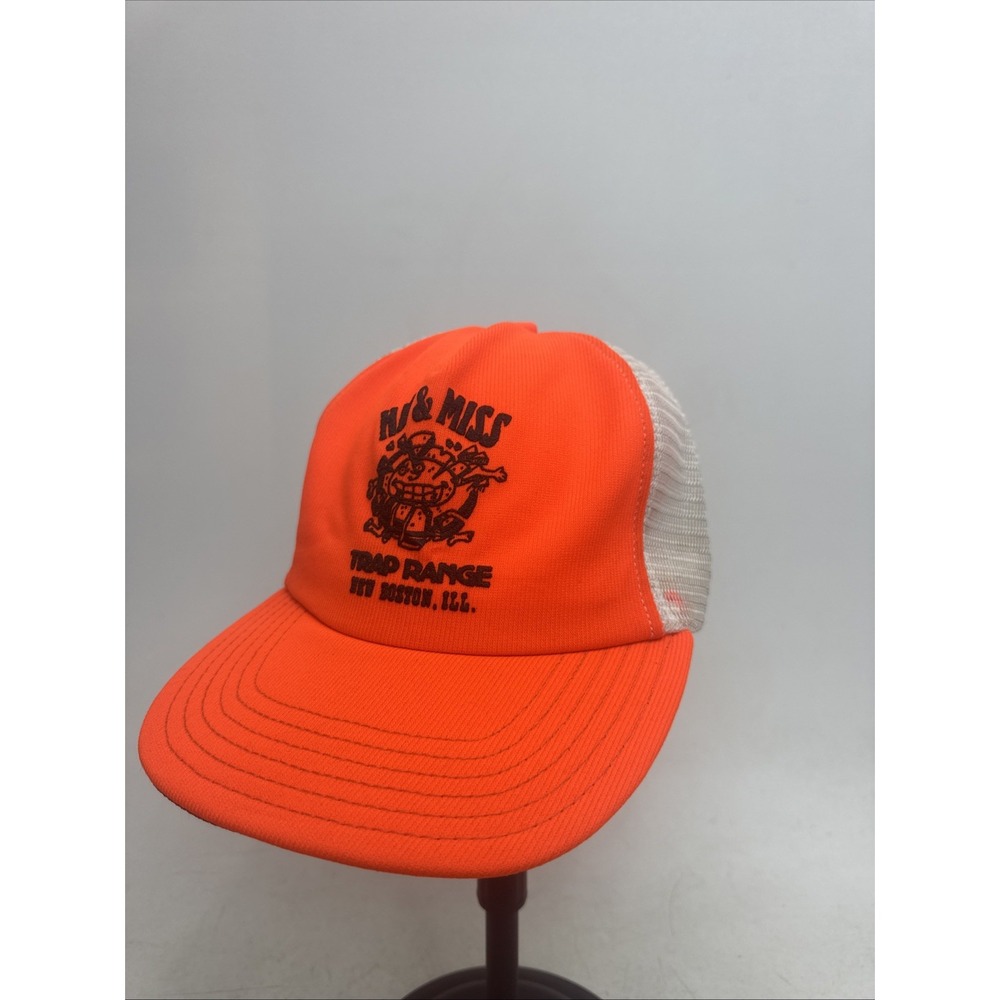 Vintage 80s Hit & Miss Trap Shooting Range Trucker Hat Cap SnapBack Hunting 1980